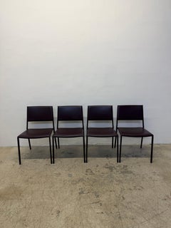 Sillas de comedor forradas de cuero by Frag, Italia Años 2000 - Juego de cuatro