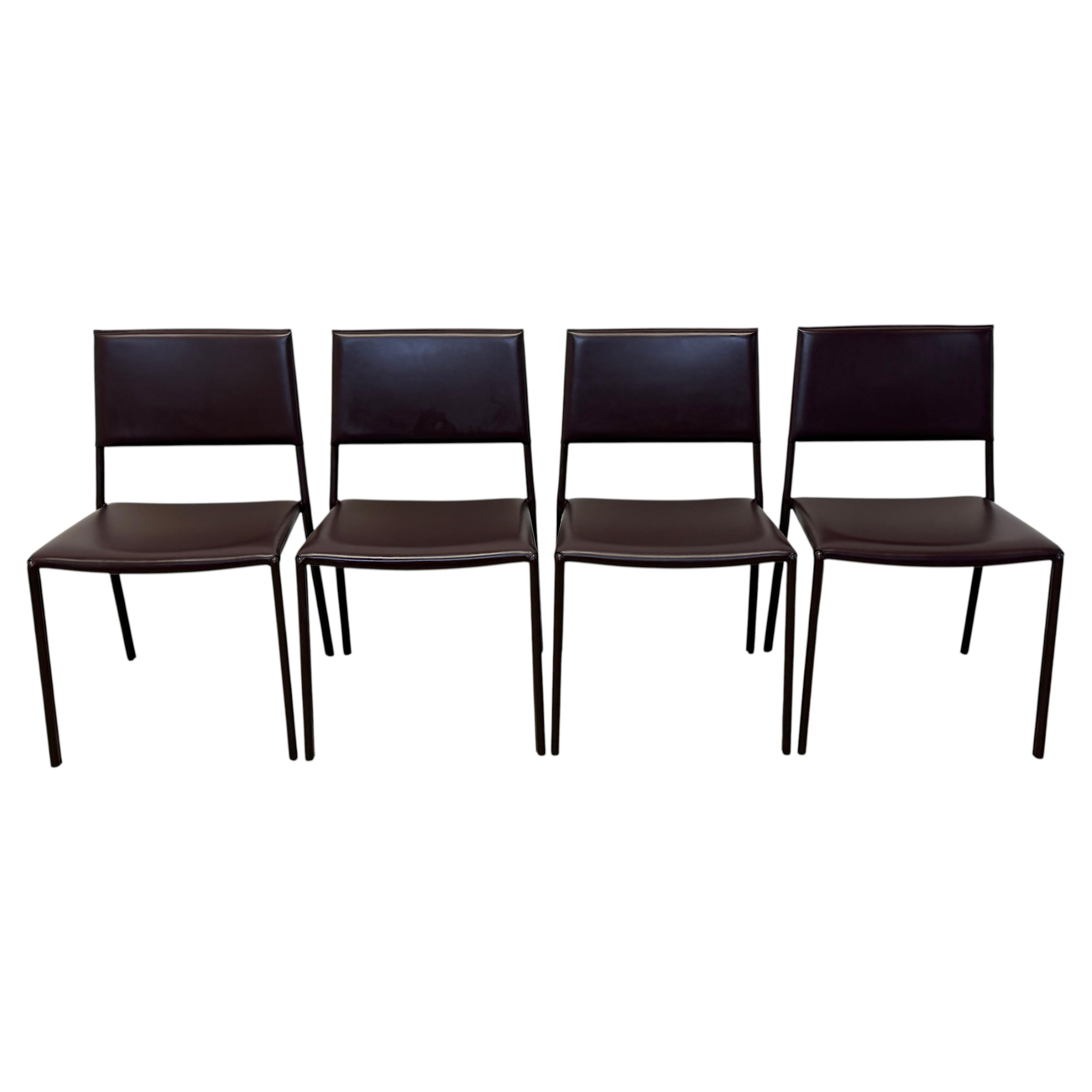 Leather Wrapped Dining Chairs by Frag, Italy 2000s - Set of Four