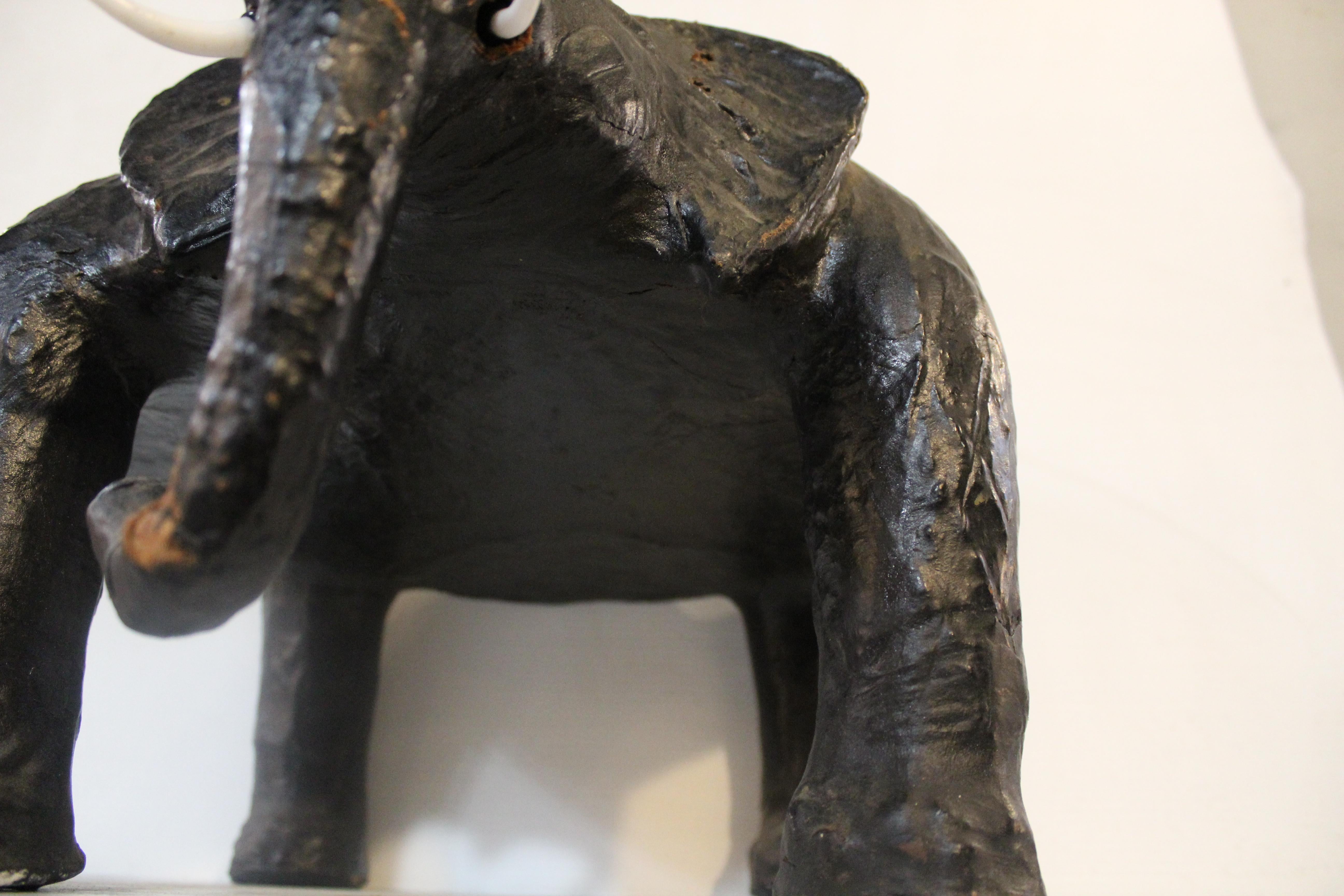 Leather Wrapped Elephant Table For Sale 6