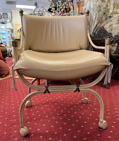 Leather Wrapped Forged Iron Campaign Chair