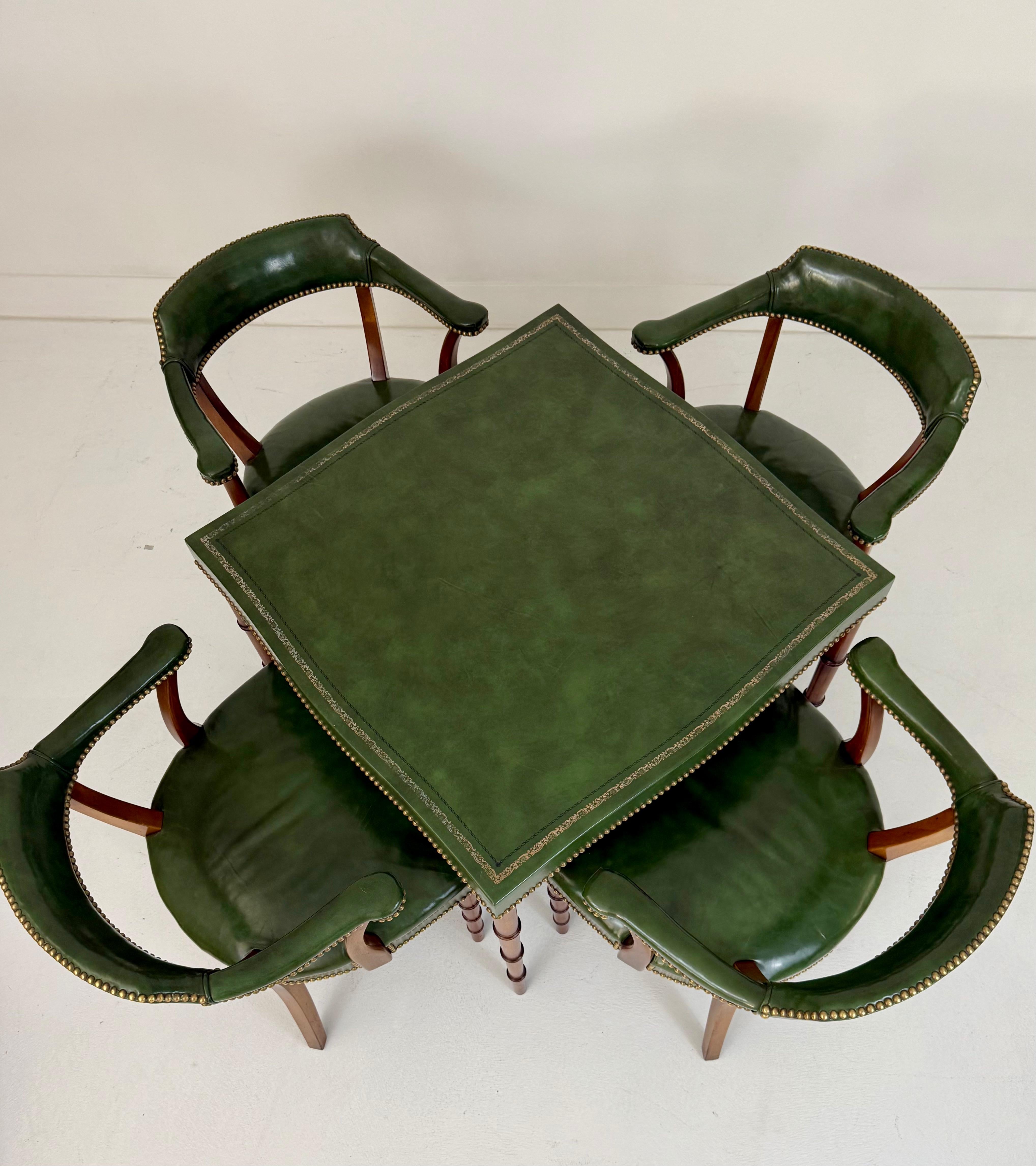 Mit Leder umwickelter Spieltisch und Stühle von Billy Haines, 1960er Jahre im Angebot 8