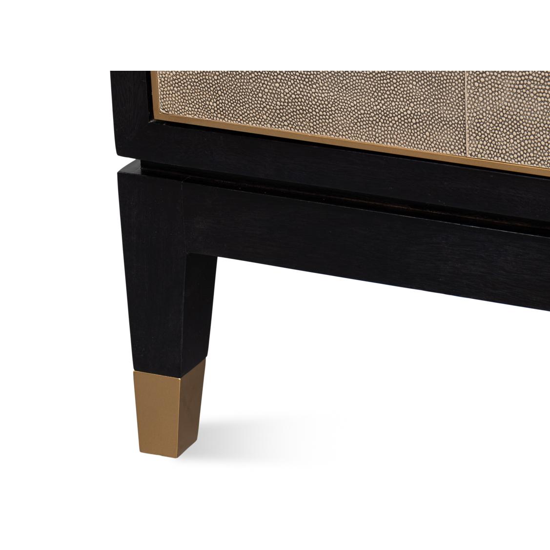 Credenza moderna de mediados de siglo forrada en piel en venta 4