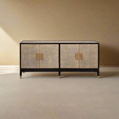 Leather Wrapped Midcentury Modern Credenza