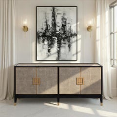 Leather Wrapped Midcentury Modern Credenza