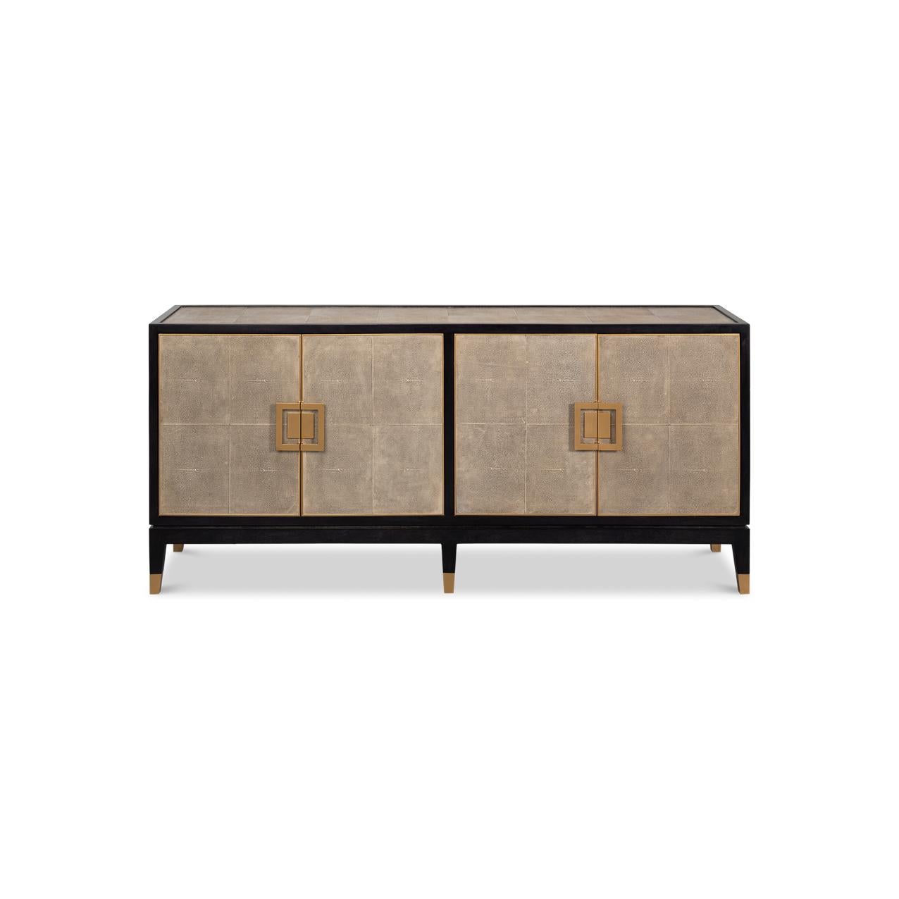 Credenza moderna de mediados de siglo forrada en piel Moderno de mediados de siglo en venta