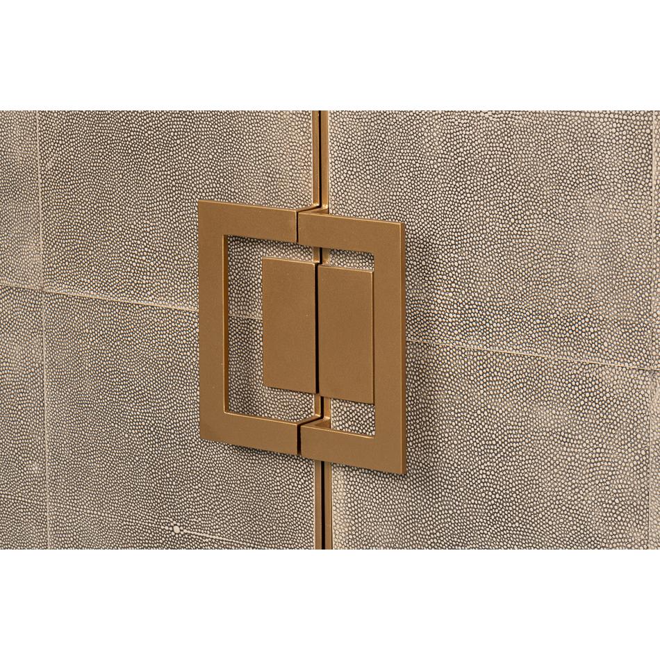 Credenza moderna de mediados de siglo forrada en piel Metal en venta