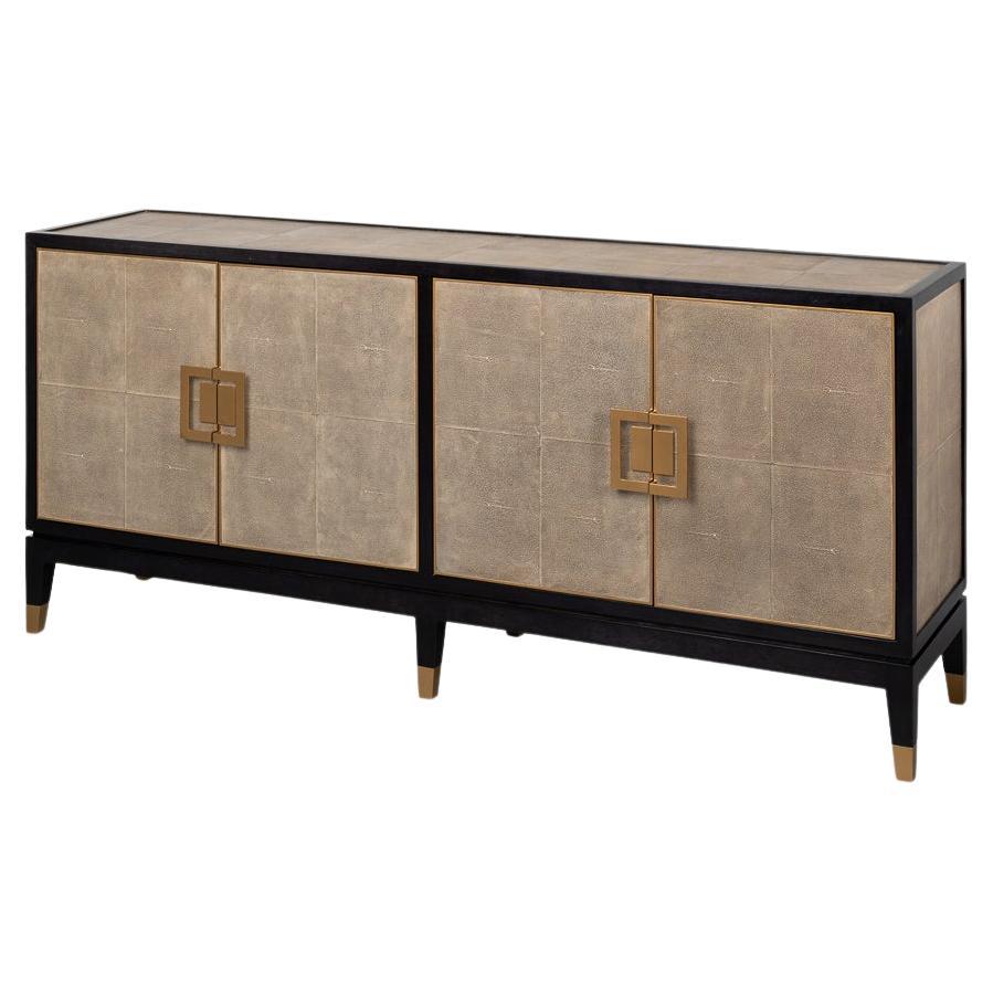 Leather Wrapped Midcentury Modern Credenza