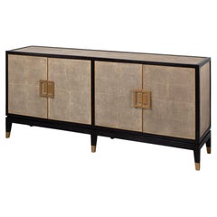 Leather Wrapped Midcentury Modern Credenza