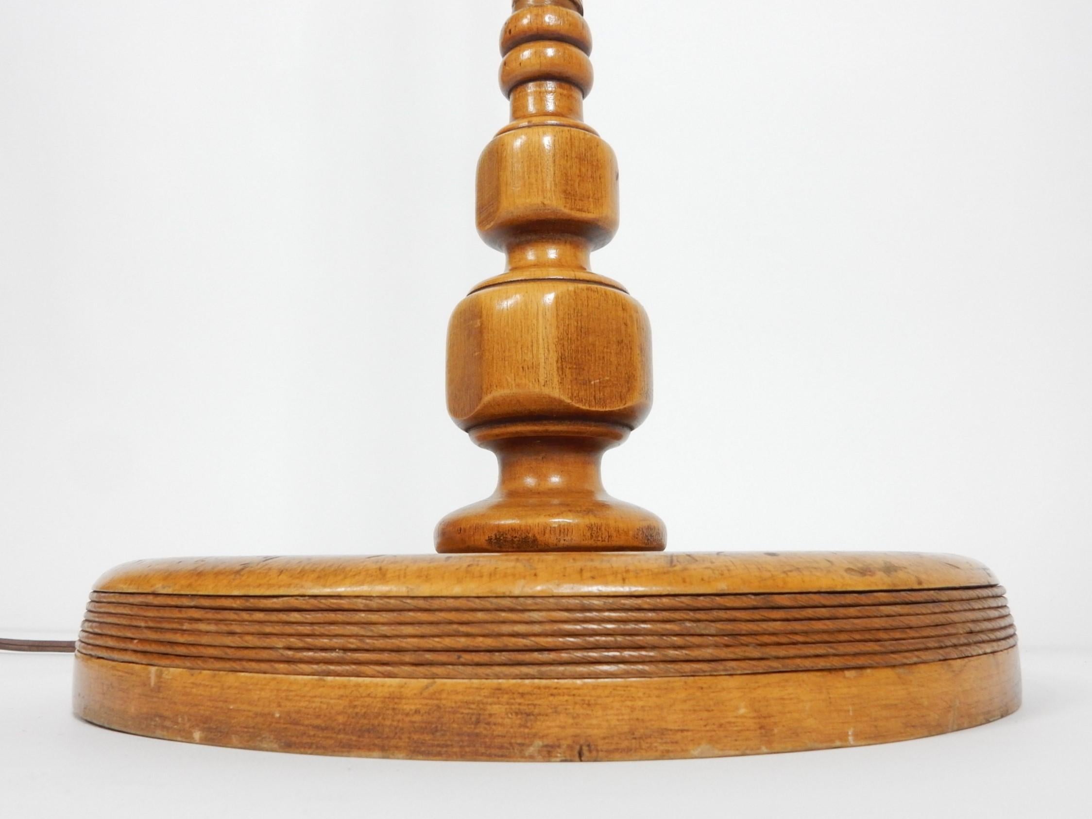 American Leather Wrapped Oak Floor Lamp 1940's California Mission Monterey For Sale