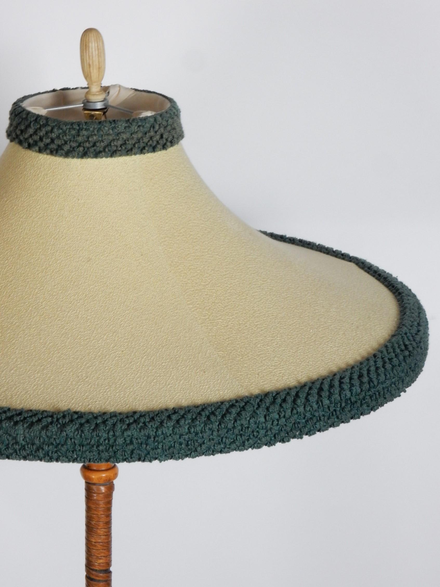 Leather Wrapped Oak Floor Lamp 1940's California Mission Monterey For Sale 1