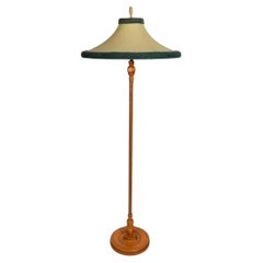 Leather Wrapped Oak Floor Lamp 1940's California Mission Monterey