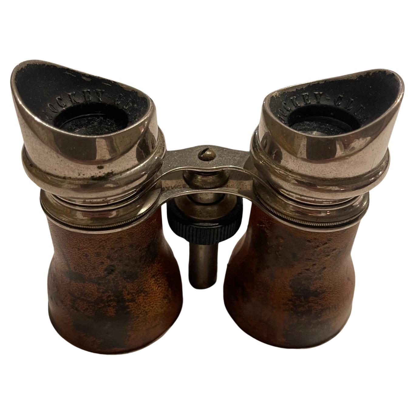 Leather Wrapped "Paris Jockey Club" French Binoculars, Late 19th Century For Sale