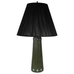 Mit Leder umwickelte Tischlampe nach Adnet um 1940