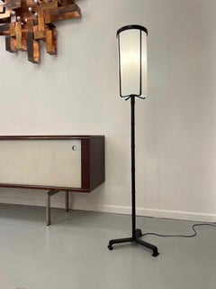 Leather Wrapped Tripod Standing Lamp by Jacques Adnet, France circa 1950