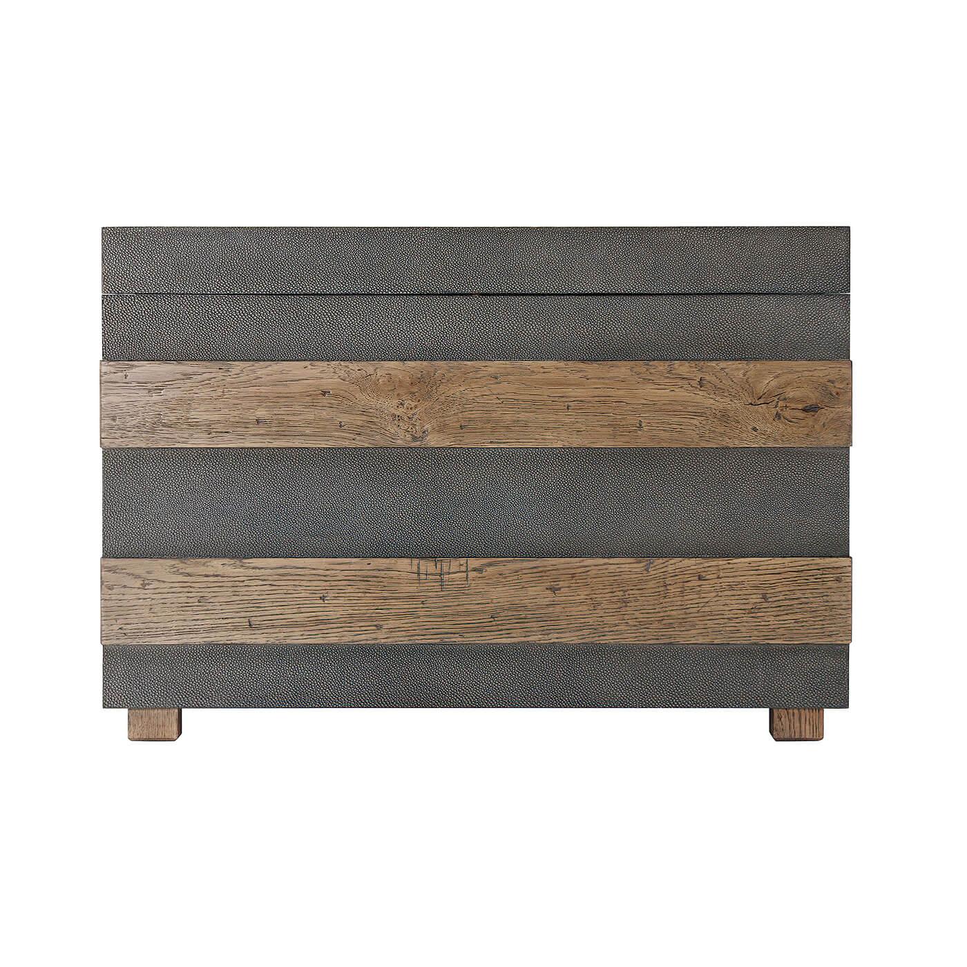 Vietnamese Leather Wrapped Trunk Coffee Table For Sale