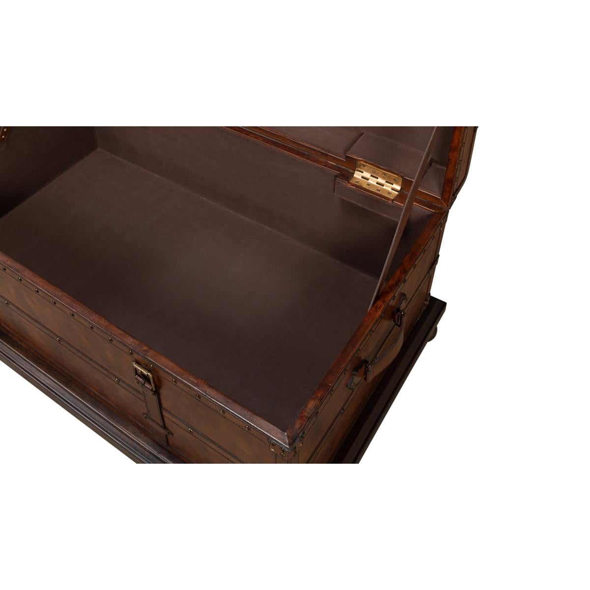 Leather Wrapped Trunk Coffee Table For Sale 1