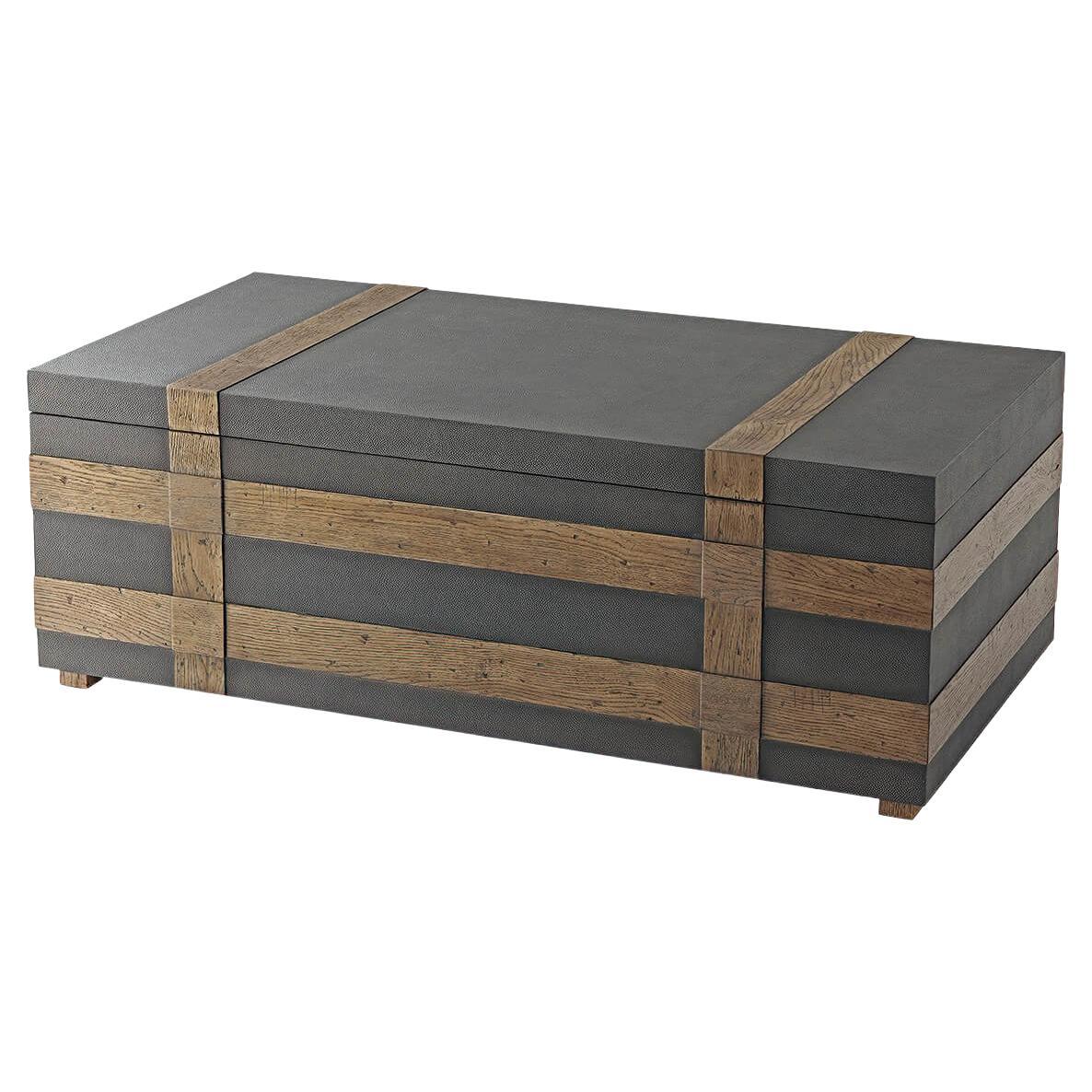 Leather Wrapped Trunk Coffee Table For Sale