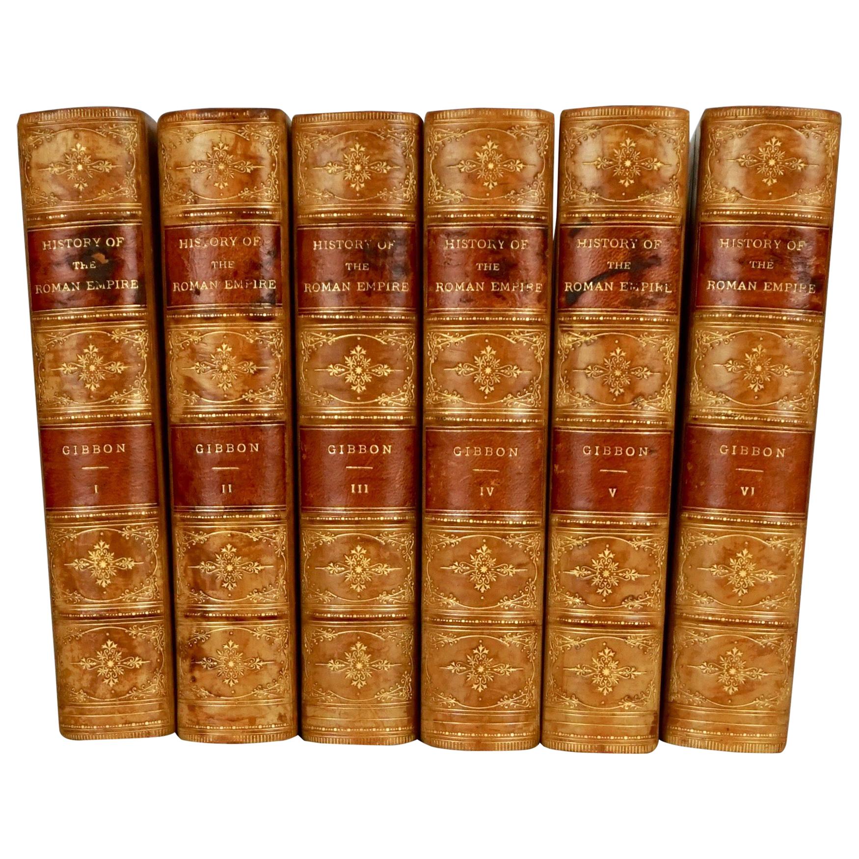 Leatherbound Set The Decline and Fall of the Roman Empire by Gibbons 6 Volumes