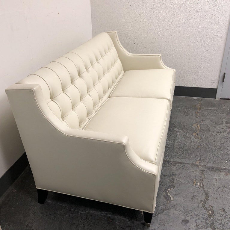 Leathercraft 1410 Harper White Leather Sofa For Sale at 1stDibs