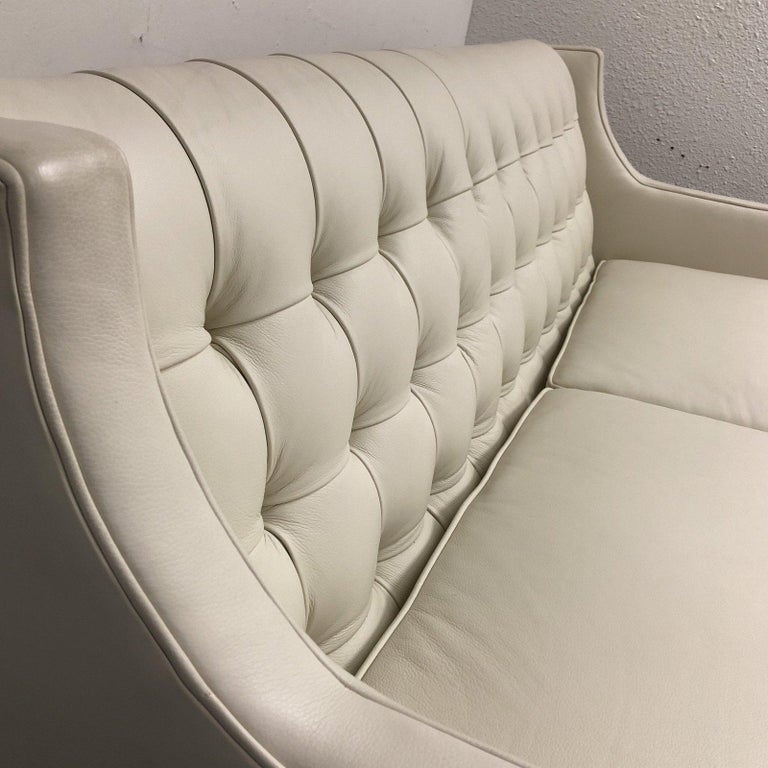 Leathercraft 1410 Harper White Leather Sofa For Sale at 1stDibs