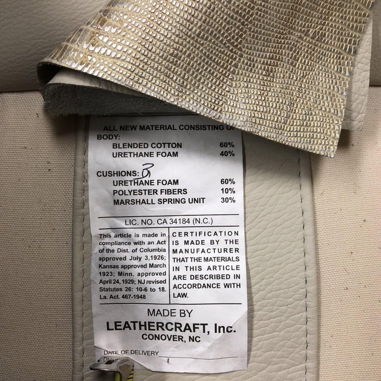 Leathercraft 1410 Harper White Leather Sofa For Sale at 1stDibs