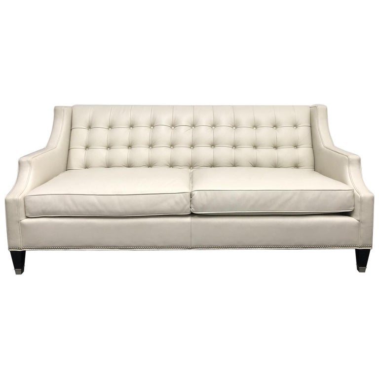 Leathercraft 1410 Harper White Leather Sofa For Sale at 1stDibs