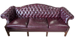 Canapé Chesterfield en cuir bordeaux de Leathercraft