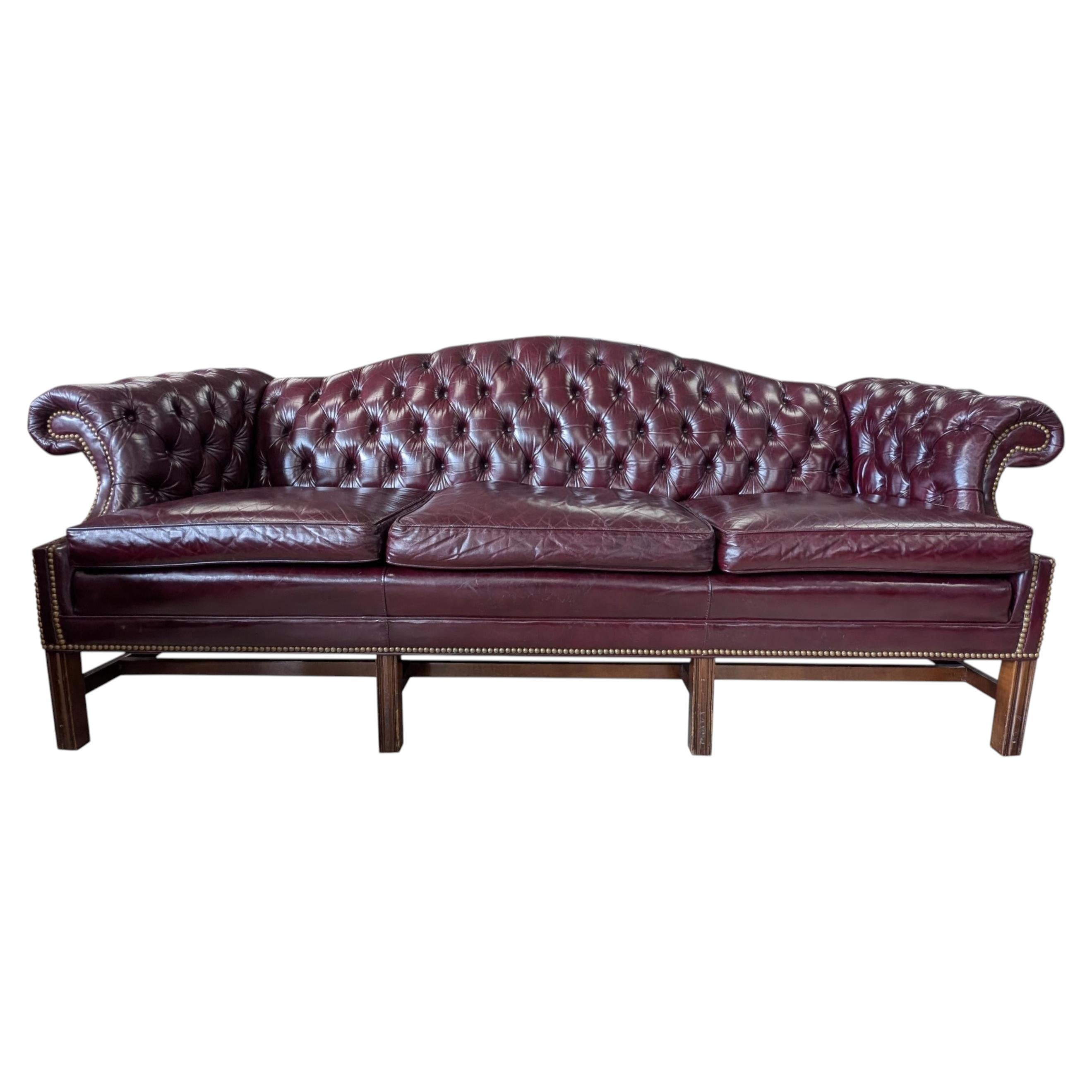 Leathercraft Burgundy Leather Chesterfield Sofa