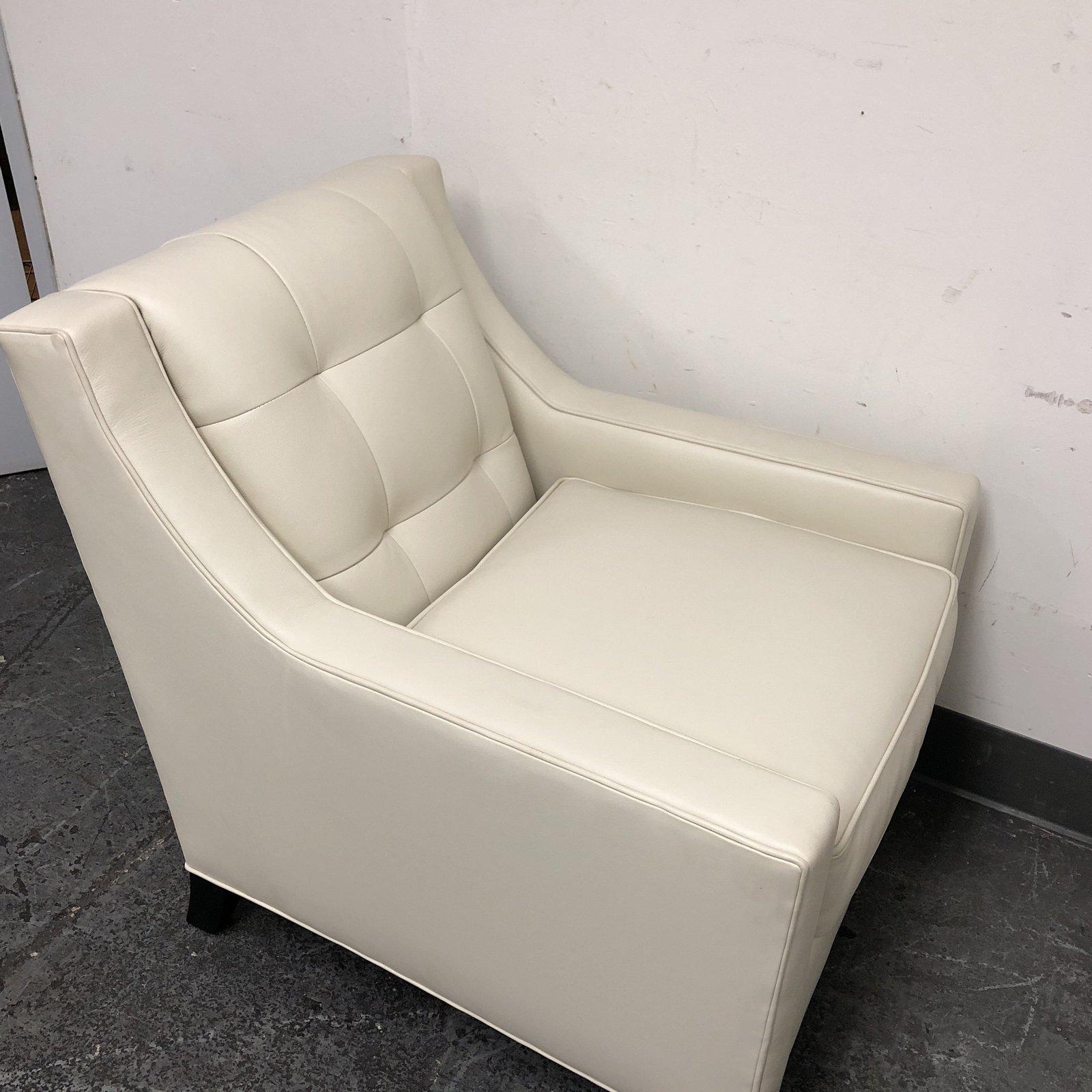 Contemporary Leathercraft Style #112 White Leather Chair For Sale