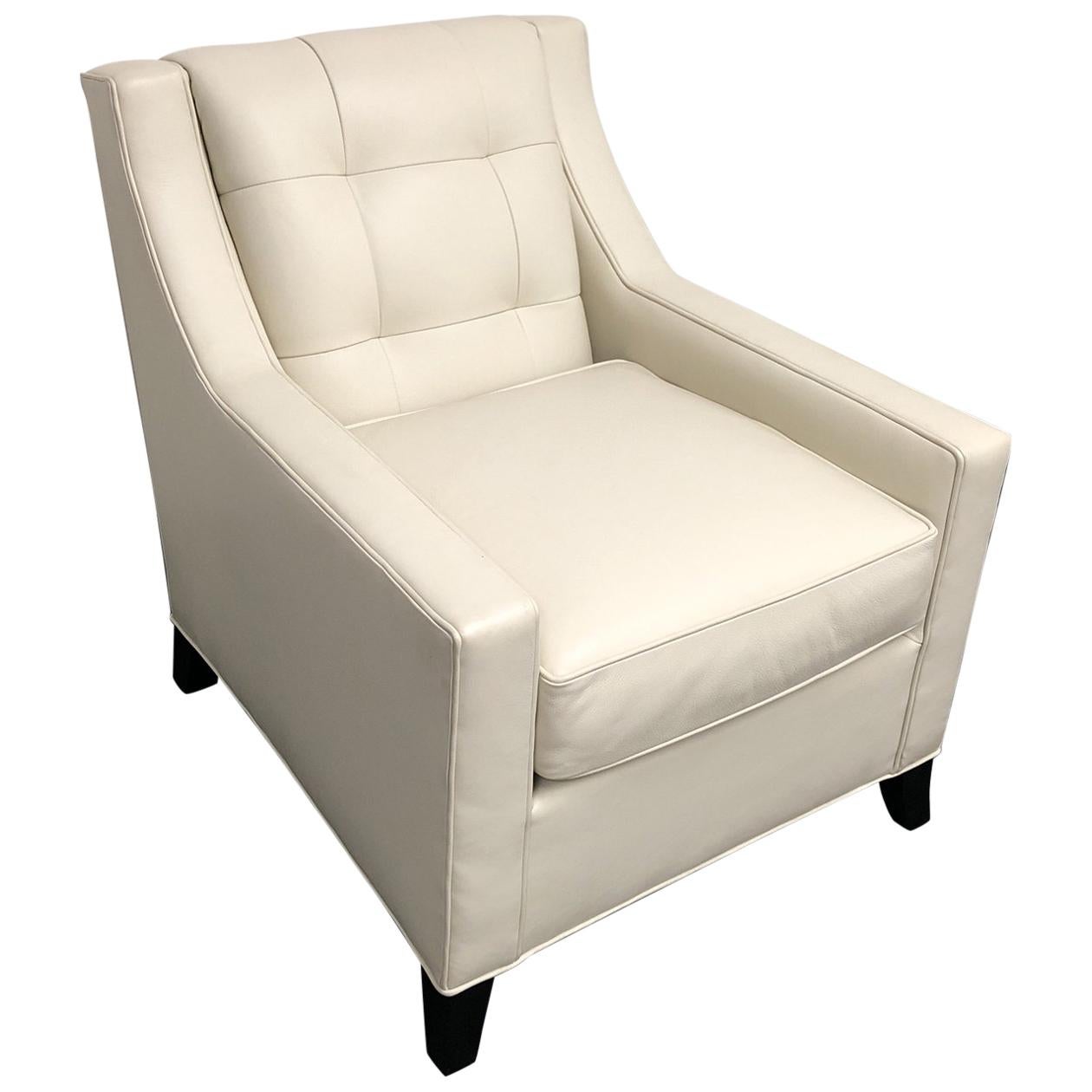 Leathercraft Style #112 White Leather Chair For Sale