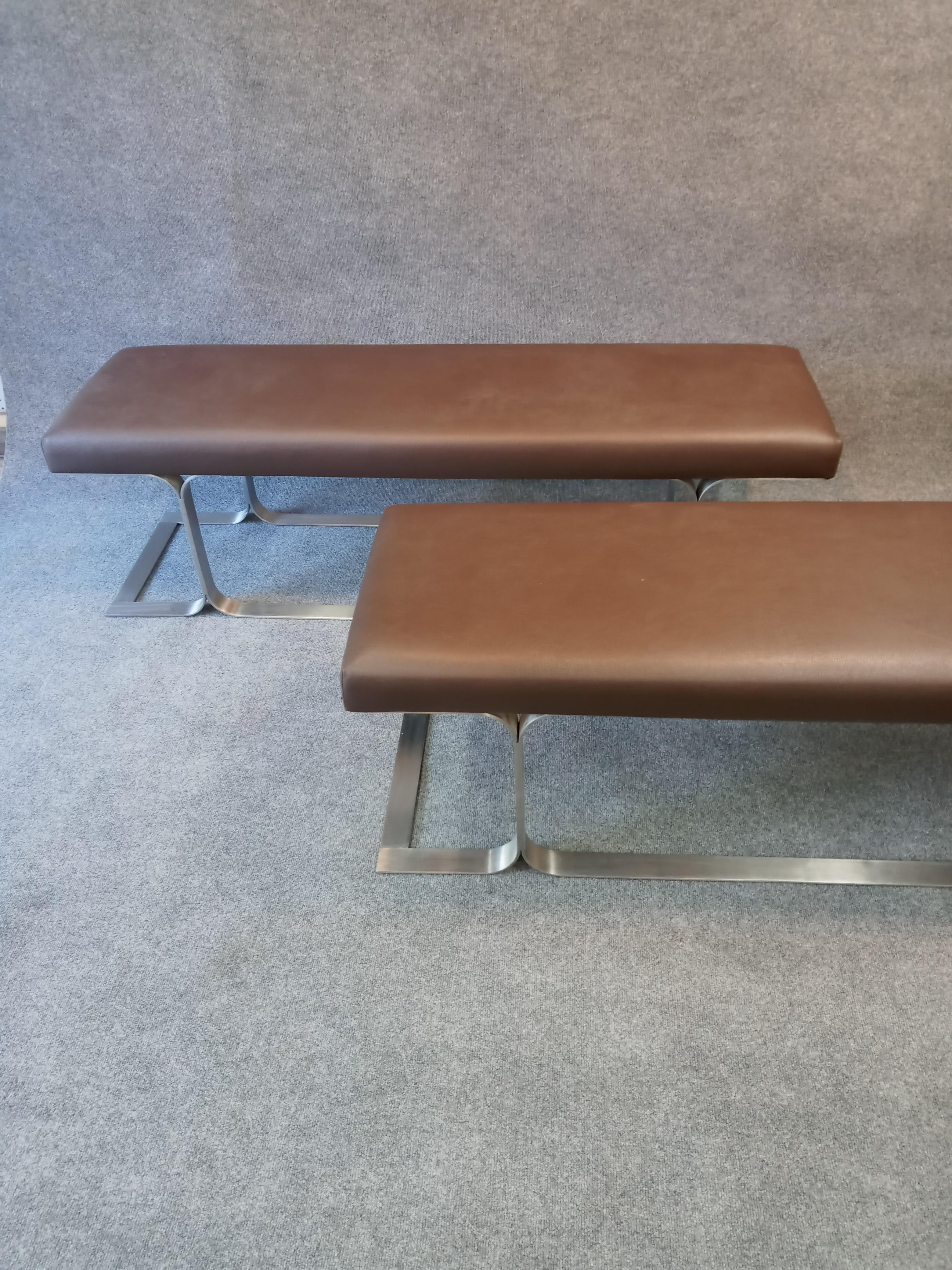 American Leatherette Benches in the Style of Erwin and Estelle Laverne MCM Post-Modern