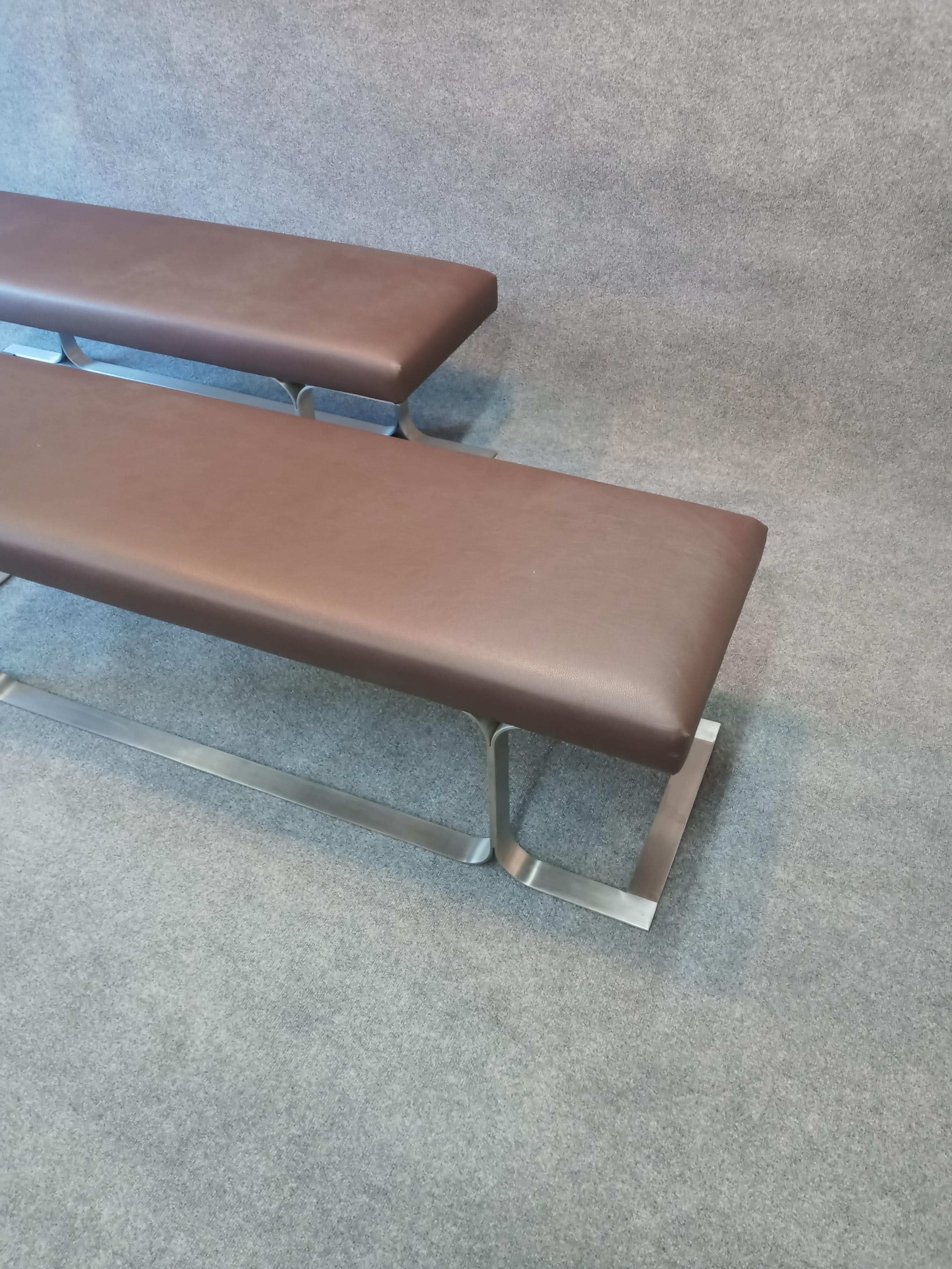 Leatherette Benches in the Style of Erwin and Estelle Laverne MCM Post-Modern In Good Condition In Philadelphia, PA