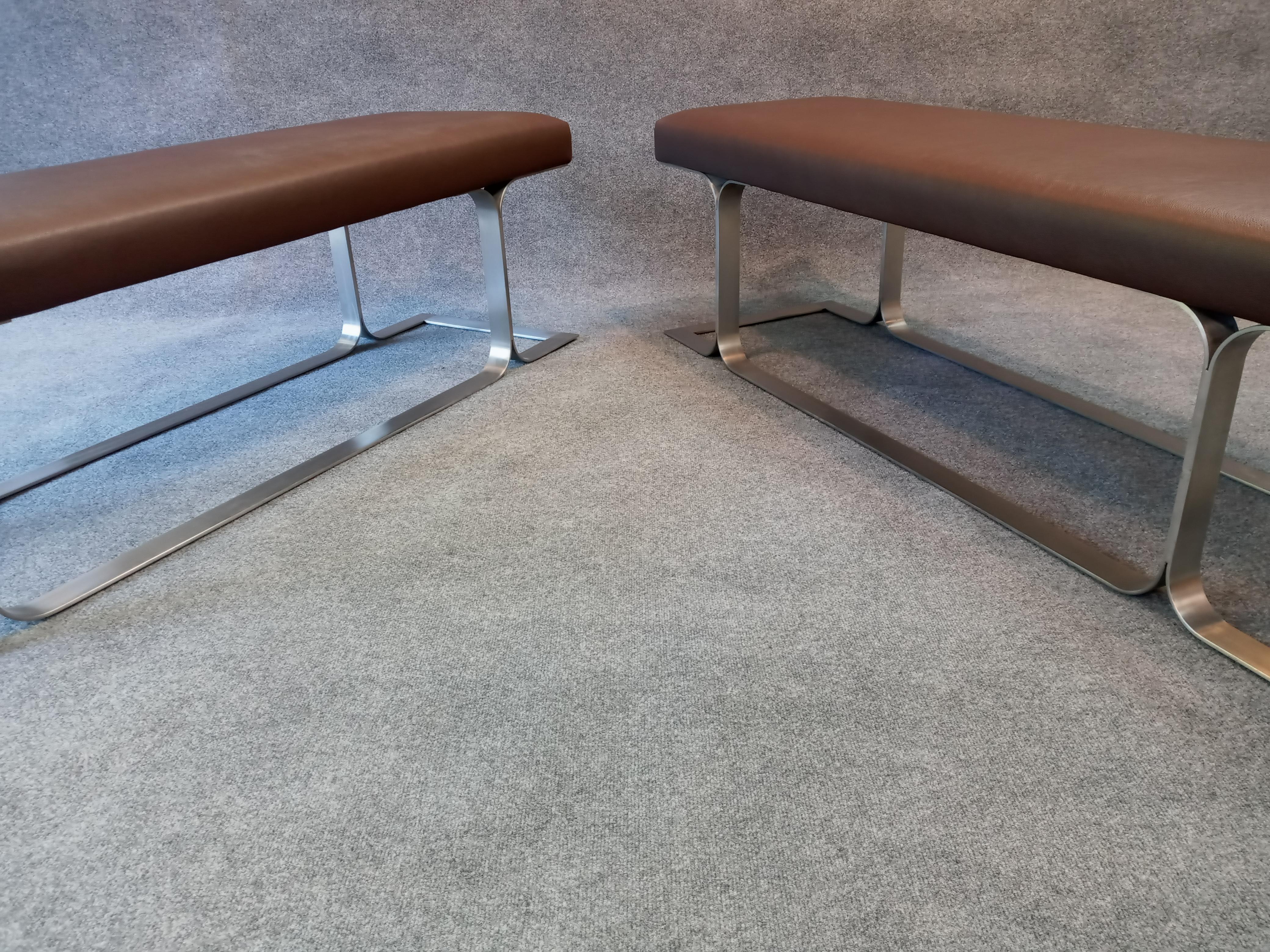 Contemporary Leatherette Benches in the Style of Erwin and Estelle Laverne MCM Post-Modern