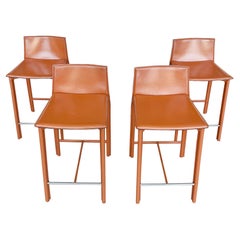 Leatherette Counter Stools in the Style of Mario Bellini, a Set of 4