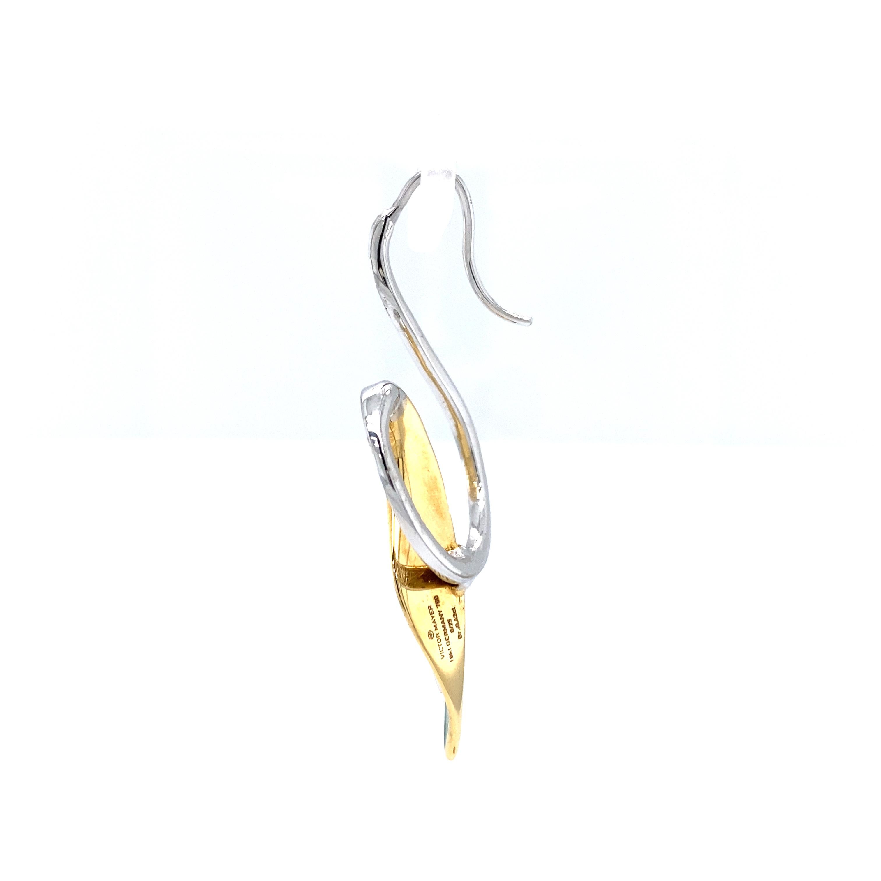 Ohrringe 18 Karat Weißgold/Gelbgold Türkis-Emaille 102 Diamanten 0,86 Karat (Brillantschliff) im Angebot