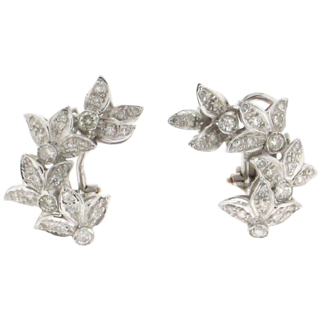 Leaves 18 karat White Gold Diamonds Stud Earrings
