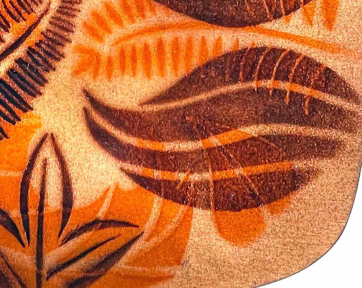One of the largest and most striking works ever created by Annemarie Davidson, one of America's greatest enamel artists working in the 1950s and 60s, this low bowl depicts an overlay of leaves and ferns in a rich array of coppery, bronze and ruddy