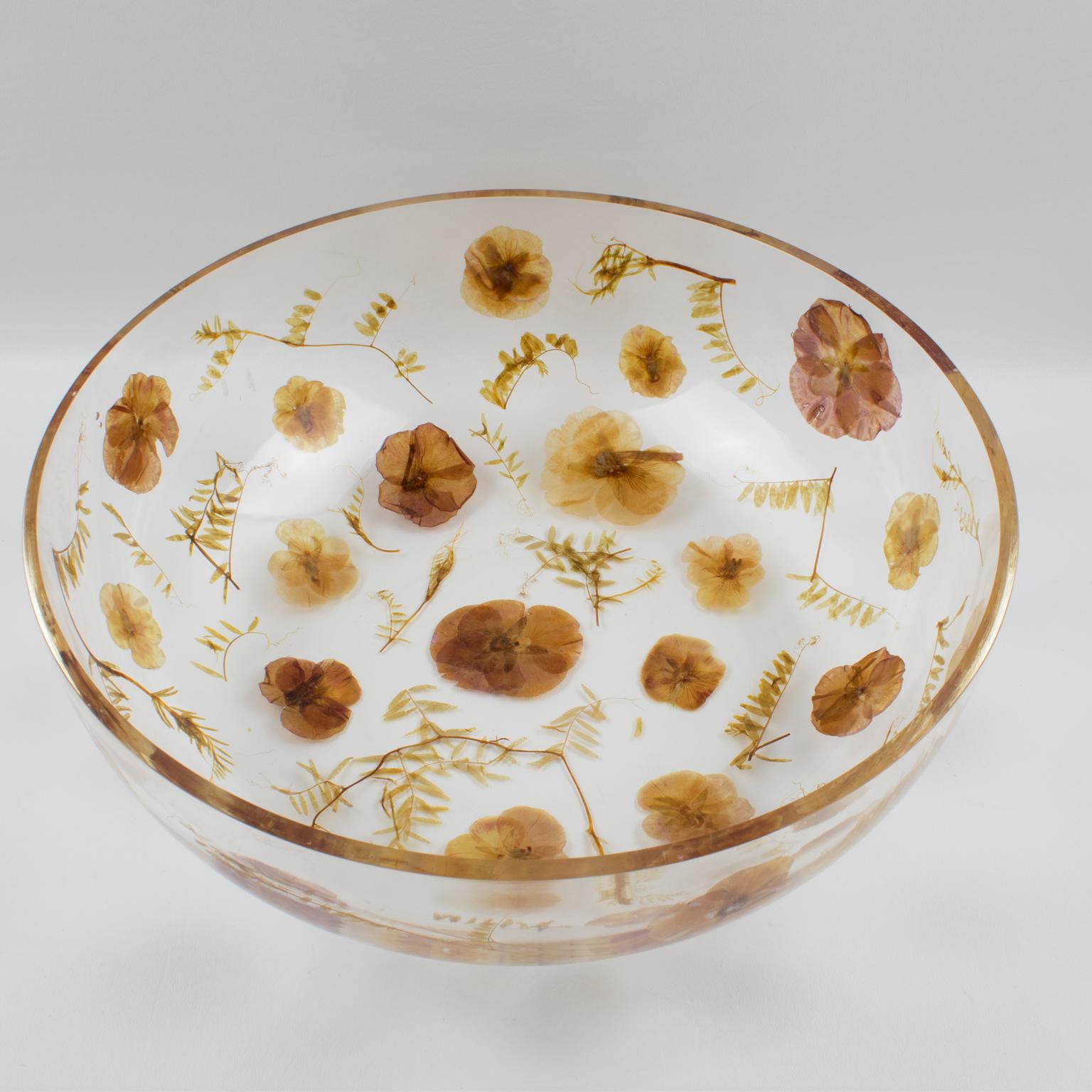 Blätter und Blumen Einschlüsse Harz Tafelaufsatz Schale, Italien (Moderne der Mitte des Jahrhunderts) im Angebot