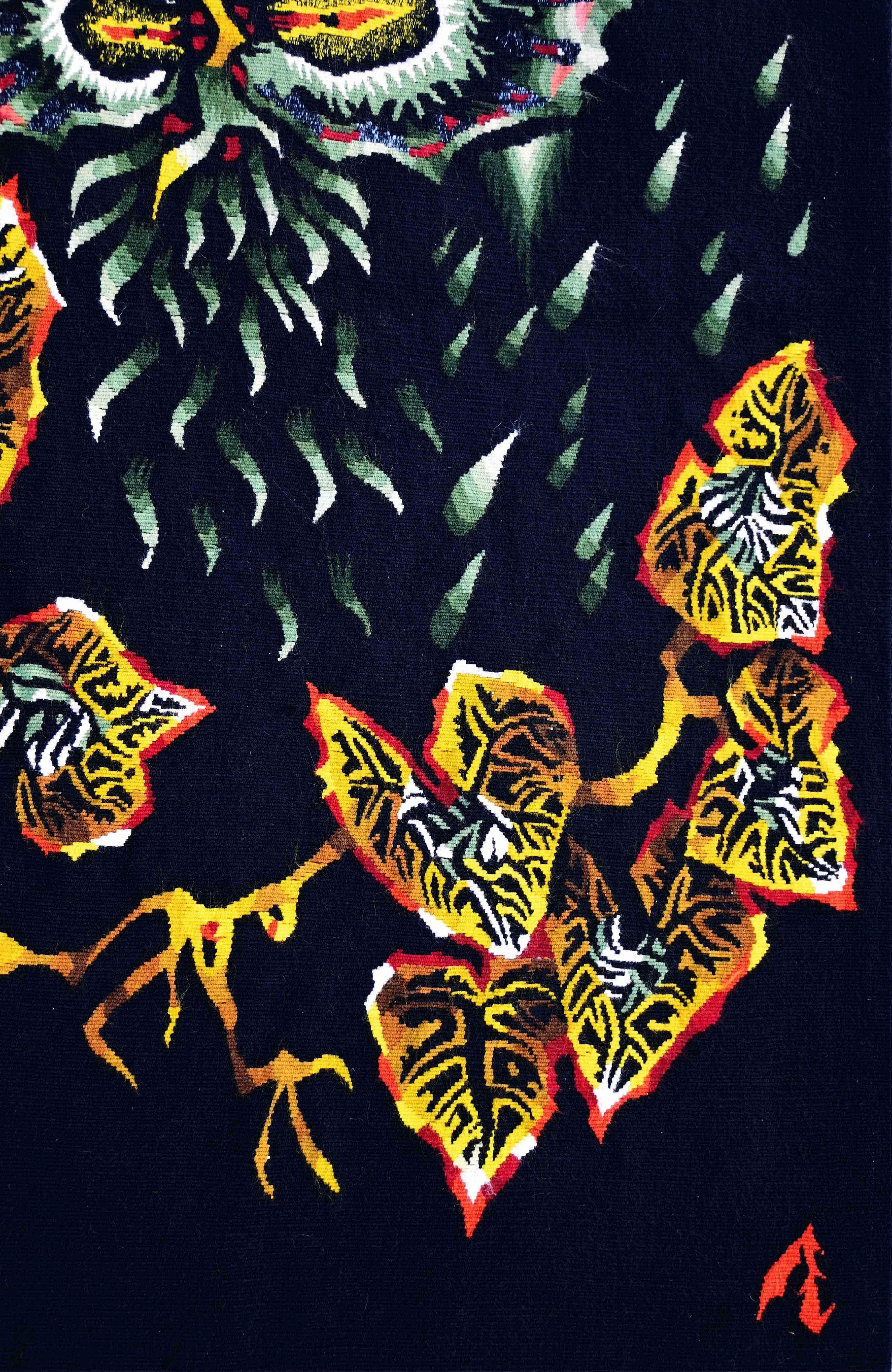 Moderne Feuilles et pluie, Jean Lurçat - Tapisserie d'Aubusson Circa 1961 - N° 1495 en vente