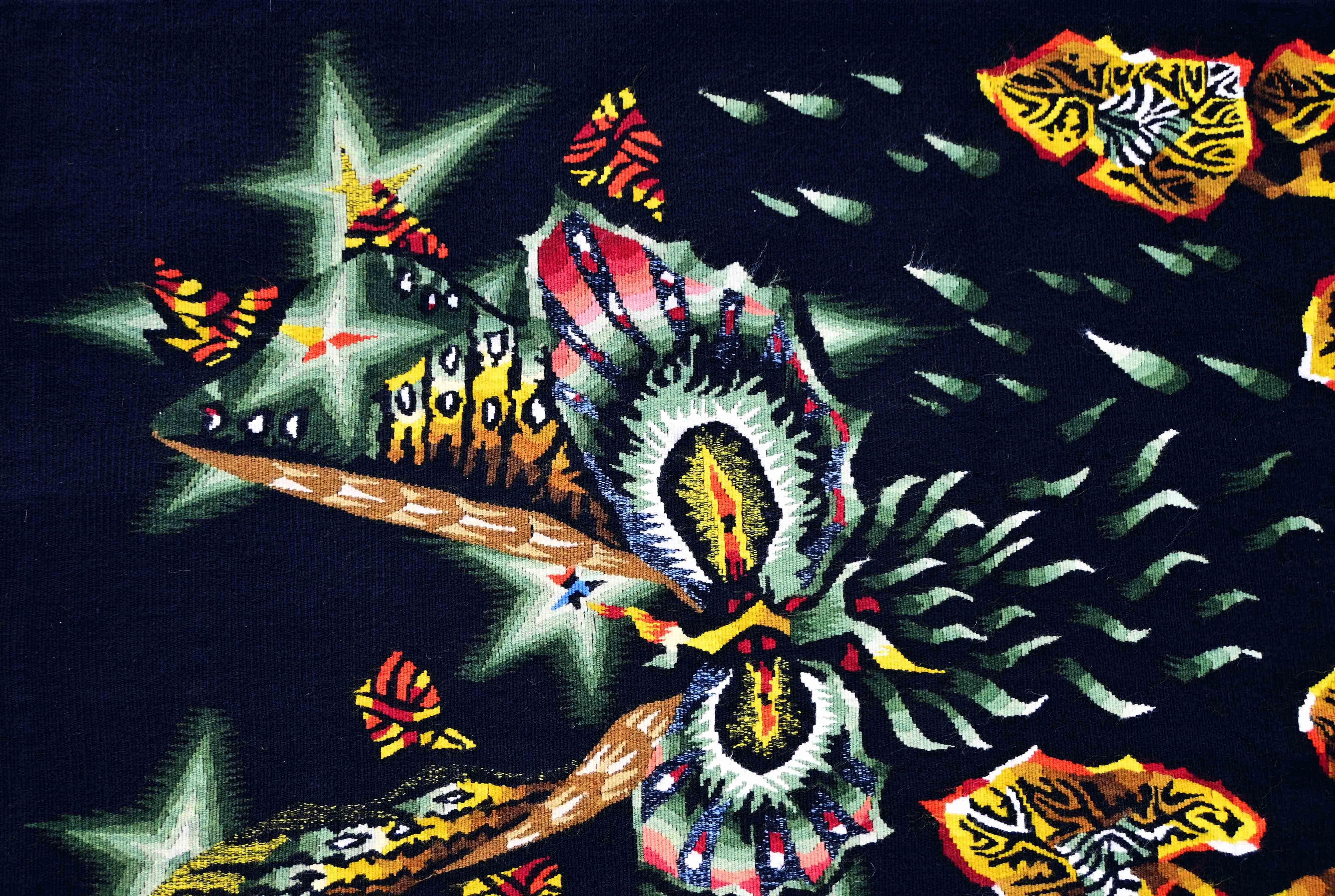 Français Feuilles et pluie, Jean Lurçat - Tapisserie d'Aubusson Circa 1961 - N° 1495 en vente