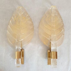 Leaves Murano glass pair of sconces