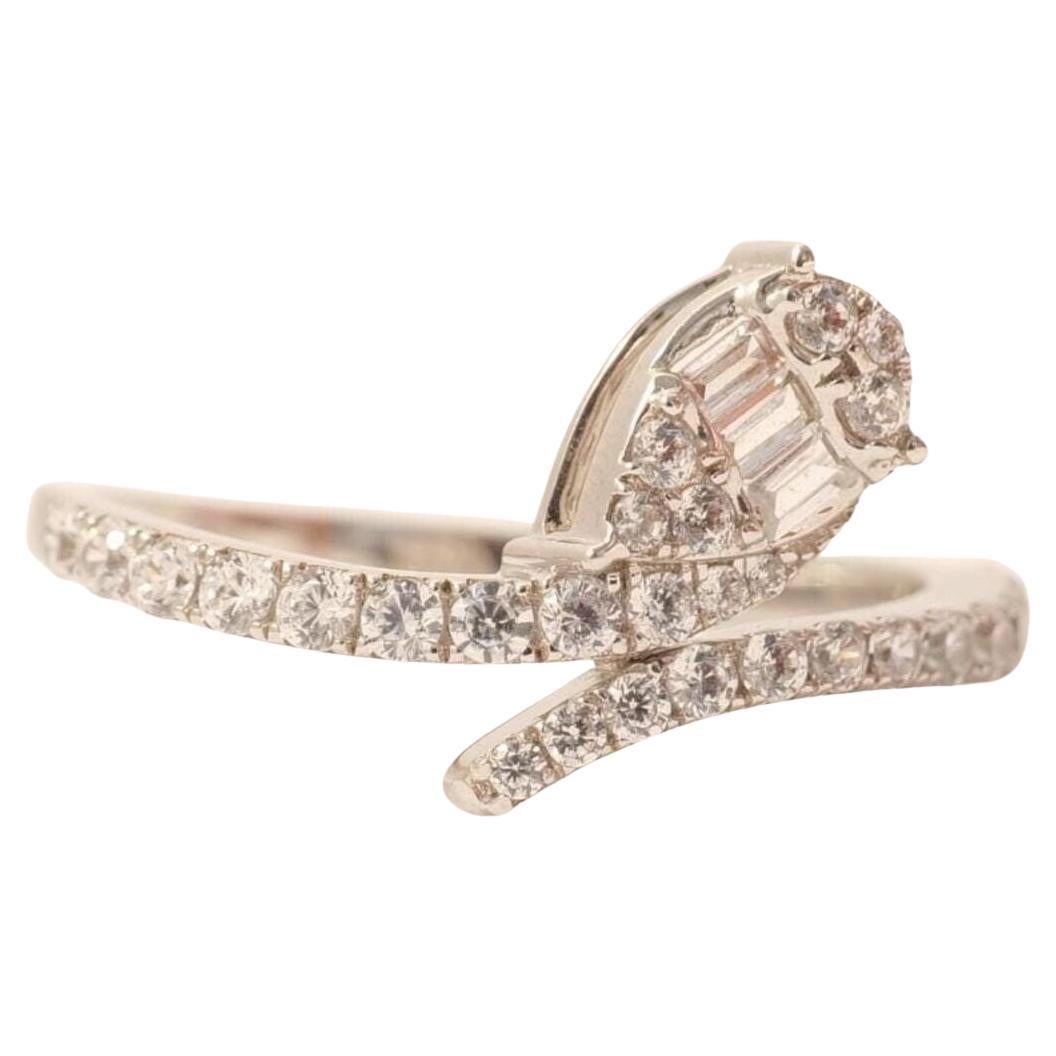 Anello con diamante naturale Leaves in oro massiccio 14k (certificato)