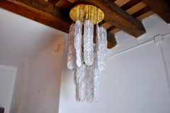 "Leaves" Pendant Lamp by Mazzega in Murano Glass, Italy, 1970