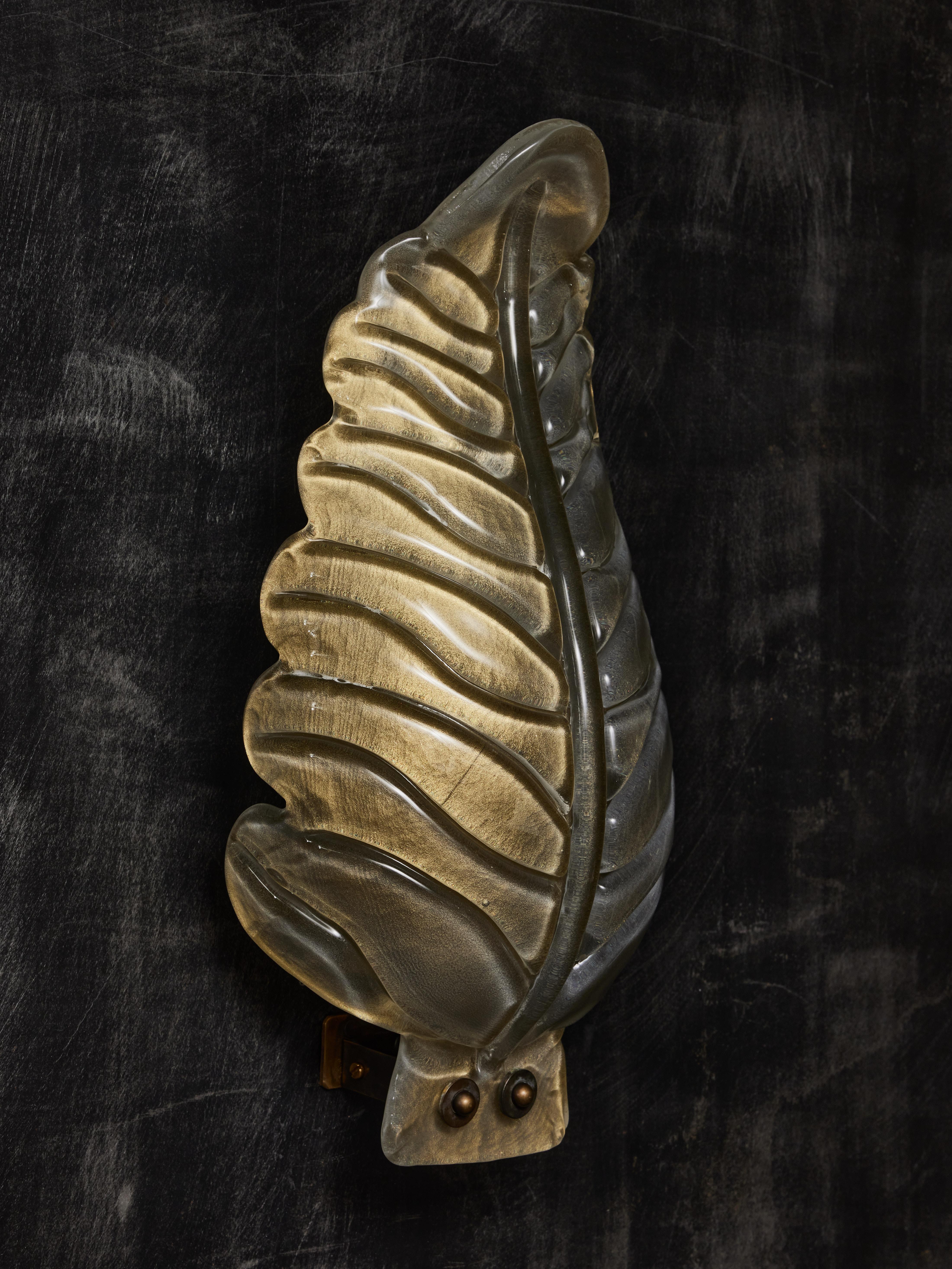 Modern Leaves Shaped Murano Glass Wall Sconces For Sale