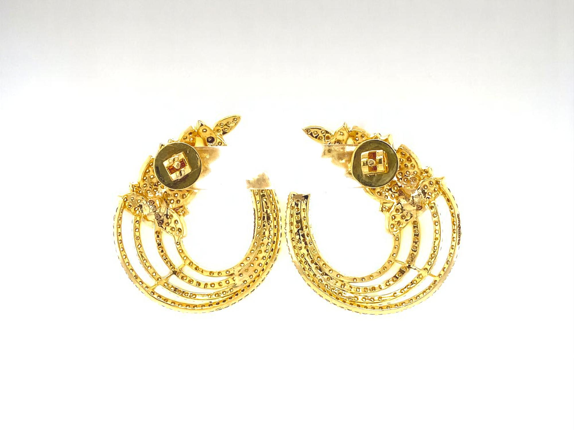 Boucles d'oreilles feuilles en or massif 14K avec perles et diamants (certifié) en vente 2