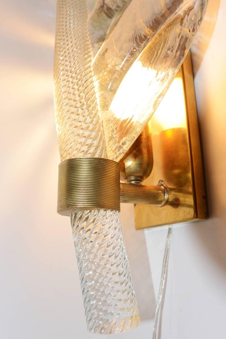 Leaves Wall Light Set of Two in Pure Murano Crystal Glass For Sale at