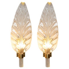 Leaves Wall Light Set of Two in Pure Murano Crystal Glass
