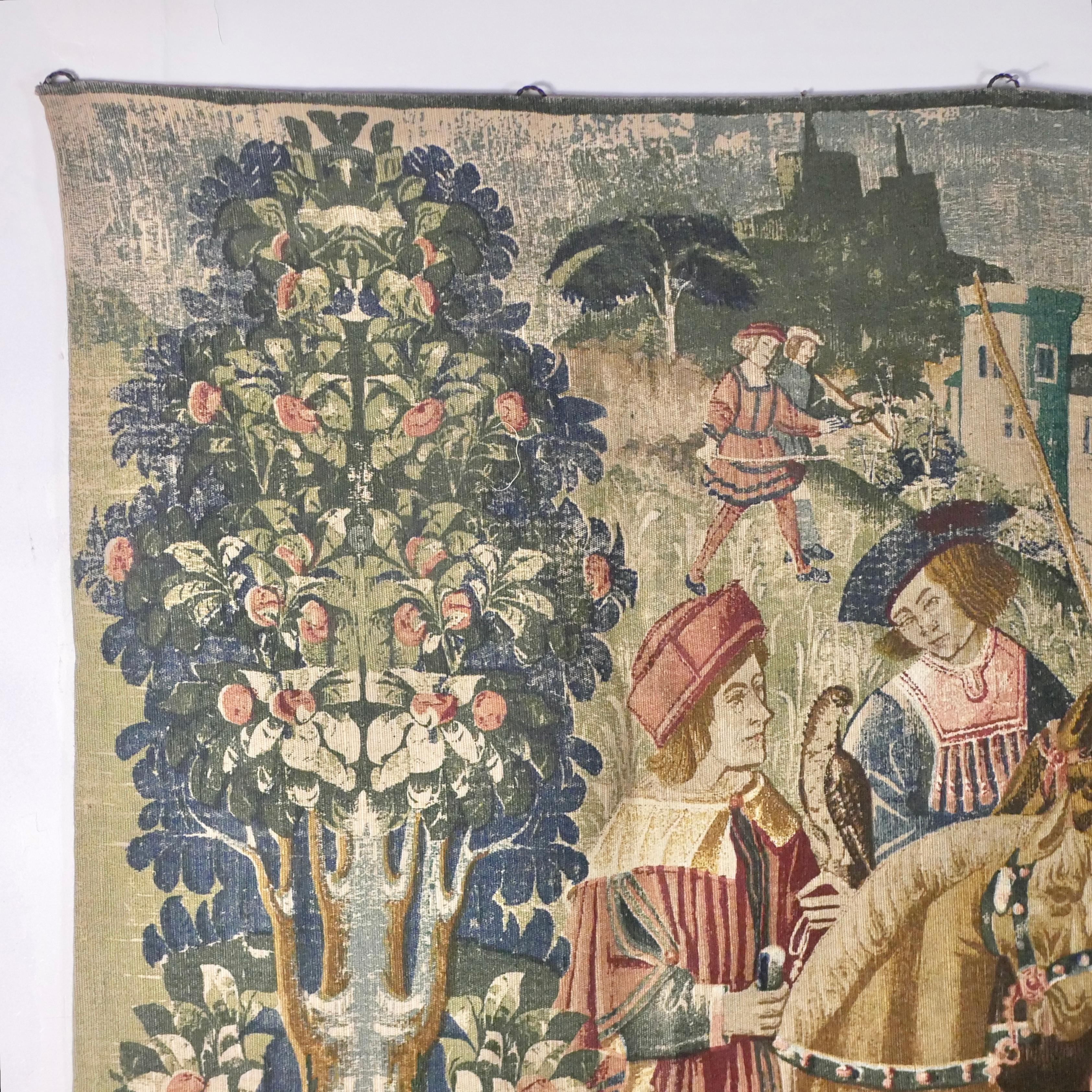 French Leaving for the Hunt tapestry, Ateliers d'Art de Rambouillet, France, 1950s