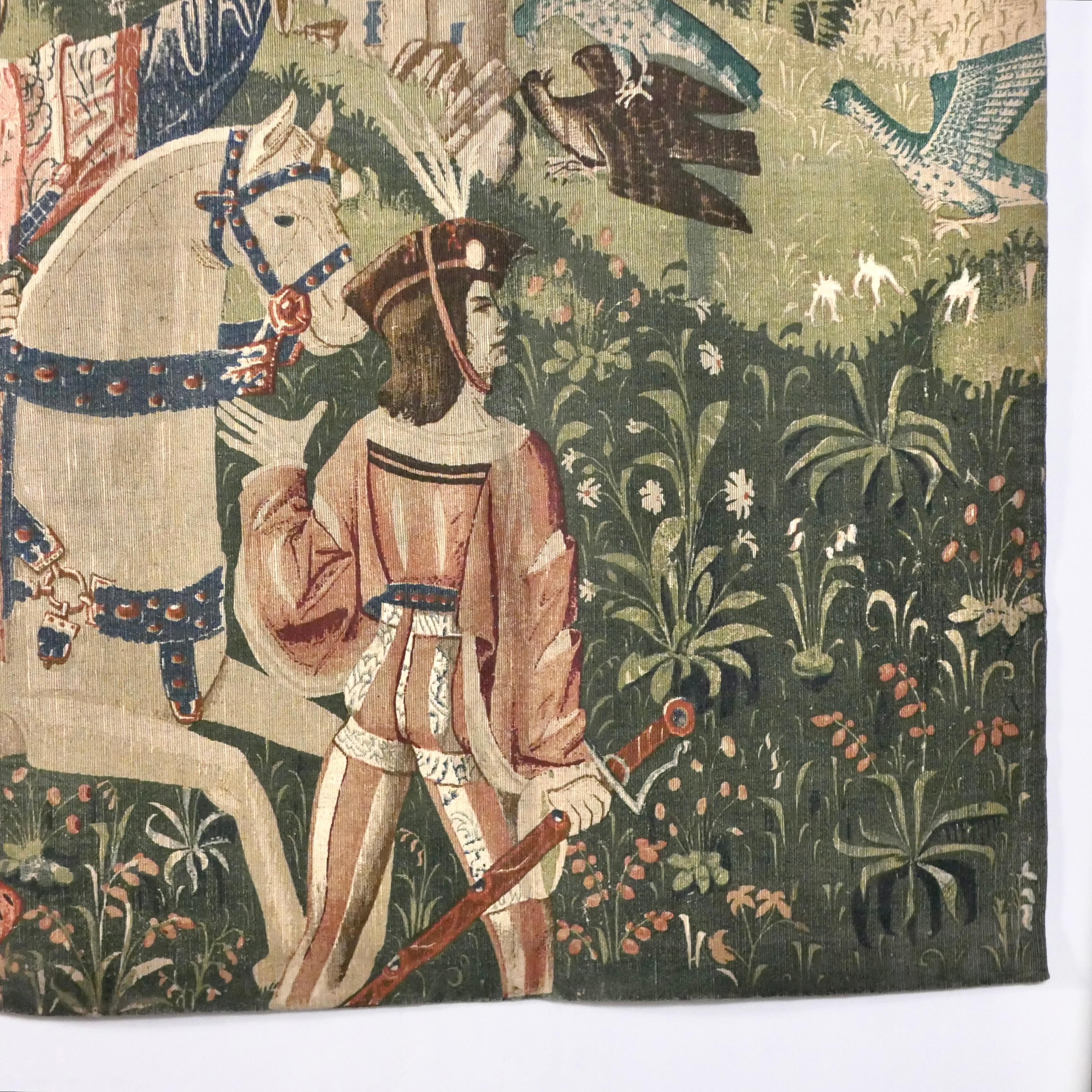 Leaving for the Hunt tapestry, Ateliers d'Art de Rambouillet, France, 1950s 1