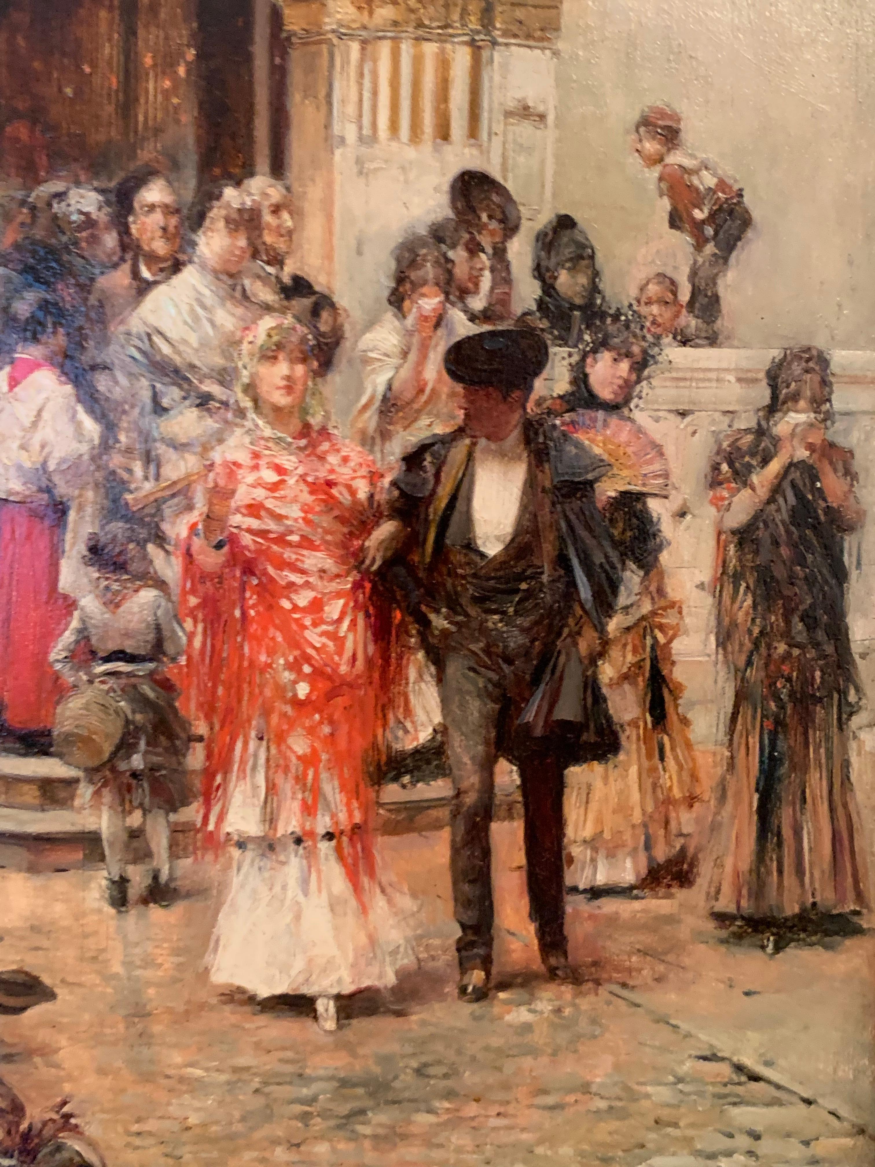 Oil on panel titled Leaving The Church, By Spanish artist Jose Garcia y Ramos 1852-1912. Signed by the artist bottom right. Label with provenance on reverse.

Please contact us directly for a worldwide shipping quote 